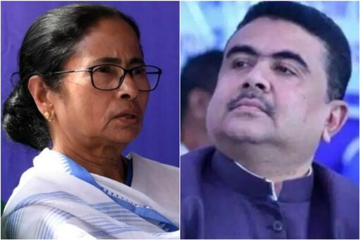 File pics of Mamata Banerjee and Suvendu Adhikari. 