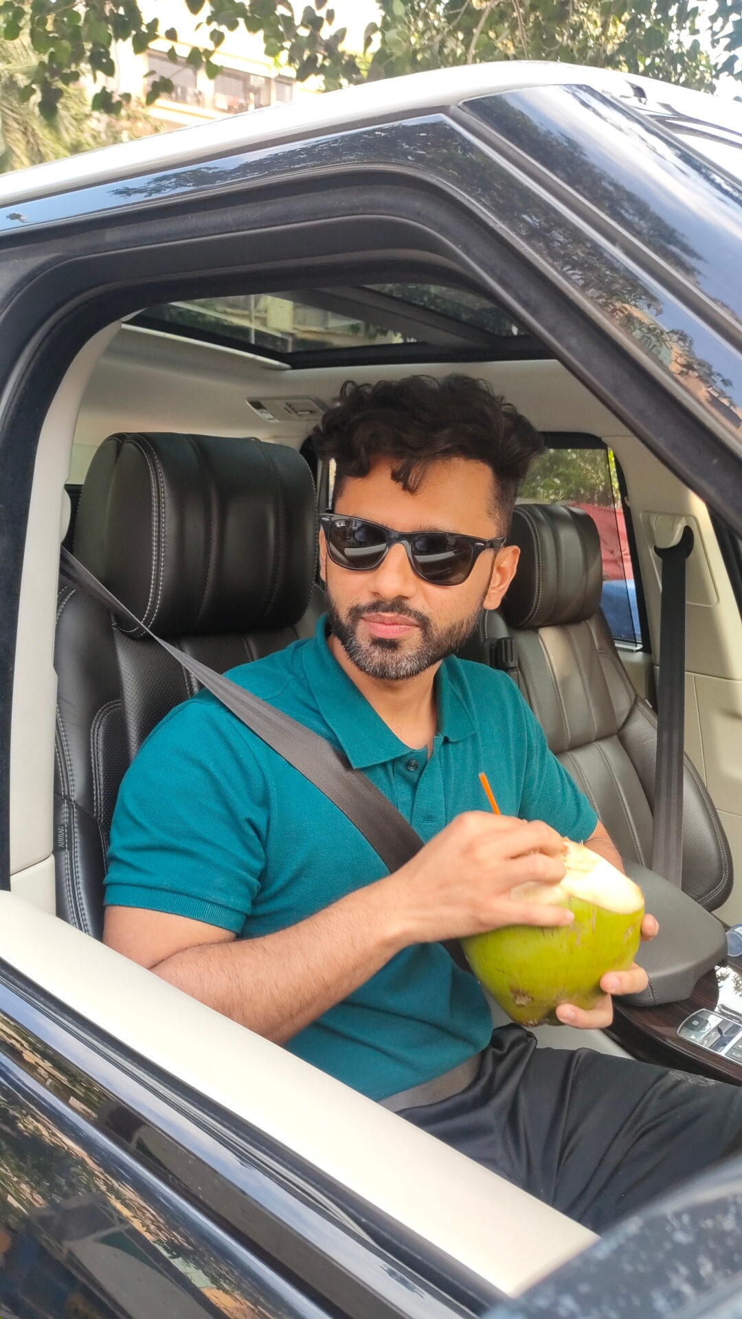 Rahul Vaidya seen enjoying coconut water in his car. (Image: Viral Bhayani) Rahul Vaidya seen enjoying coconut water in his car. (Image: Viral Bhayani)