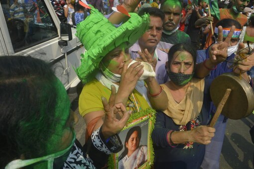 TMC workers celebrate in West Bengal. 