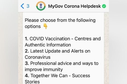 WhatsApp MyGov Corona Helpdesk chatbot