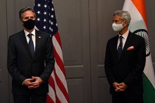 File picture ofUS Secretary of State Antony Blinken at a news conference with S Jaishankar in London for the G7 meet earlier this month. (Reuters)
