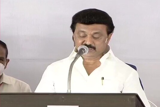 DMK Chief MK Stalin takes oath as Tamil Nadu chief minister. (Twitter/ANI)