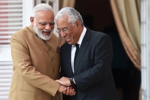 Narendra Modi and Antonio Costa (AFP Photo)
