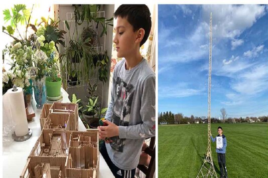 12-year-old Eric Klabel built the popsicle that's nearly the same height as an average house. (Credit: Guinness World Records/Twitter)