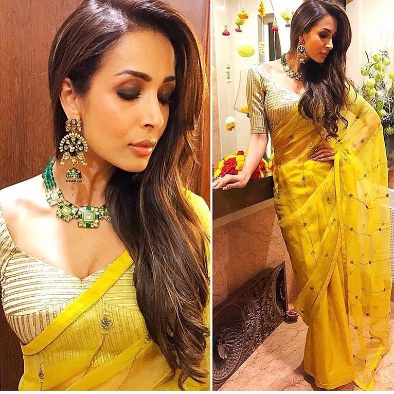  Malaika Arora in a yellow saree is all things hot! (Image: Instagram)