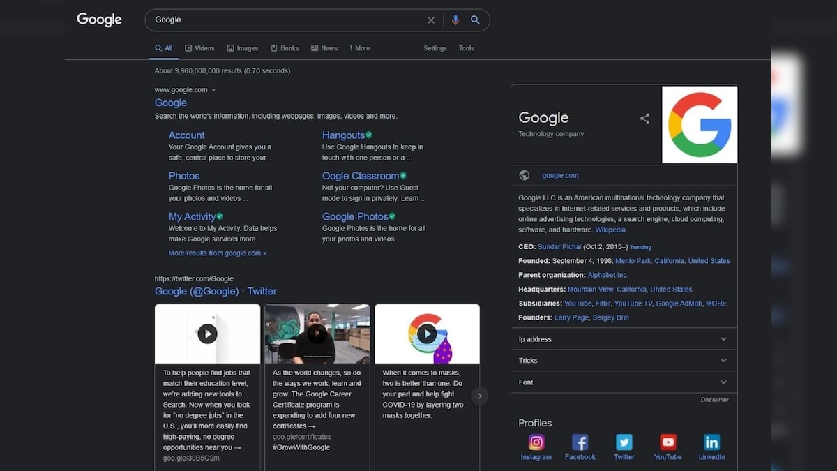 Google Search Finally Starts Rolling Out Dark Mode for Desktop Browsers