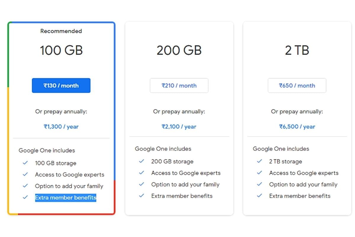 google photos storage pricing