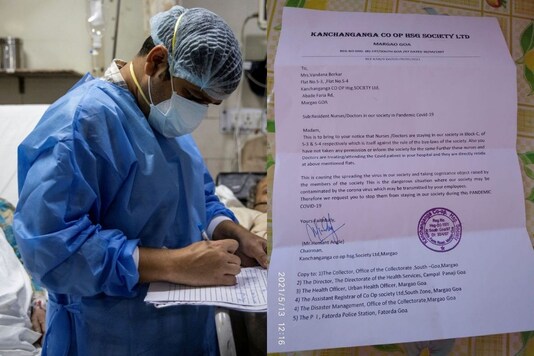 The society’s chairman objected to the doctors and nurses living in the flats of the residential complex.  (Credit: 
@iamnarendranath/ Twitter)