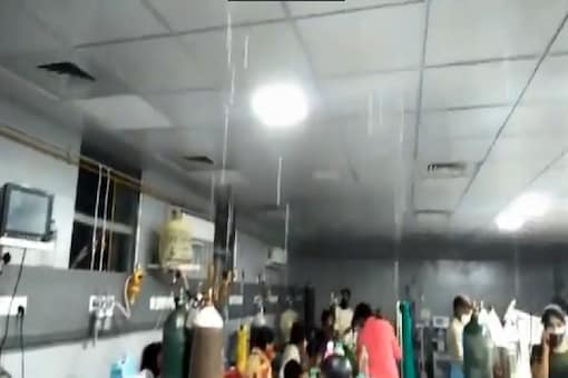 Rainwater leaked though roof of a Covid-19 ICU ward in a hospital in Madhya Pradesh.