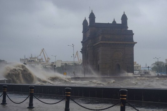 Strong sea waves near the Gateway of India as Cyclone Tauktae approaches the coast of Mumbai. (PTI Photo)