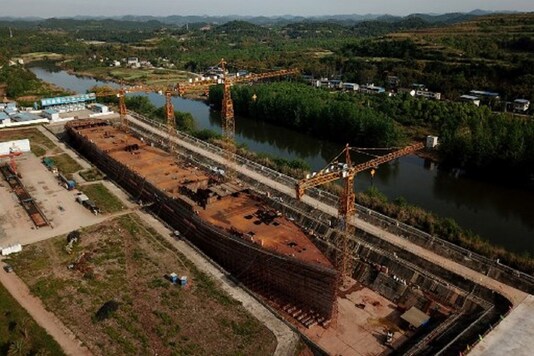 File photo of a still-under-construction replica of the Titanic ship in Daying County in China's southwest Sichuan province.

(Photo by NOEL CELIS / AFP) 