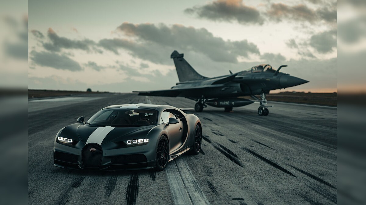 This Race Between Dassault Rafale Fighter Jet and Bugatti Chiron Pur Sport is Fun to Watch