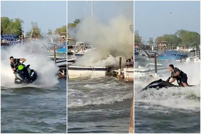 Firefighter Puts Out Fire on a Boat with a Jet Ski, Viral Video Leaves ...