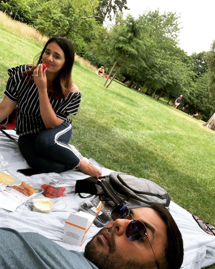  The couple picnic! Binny snaps a moment with wifey from one of their picnic outings. (Image: Instagram)