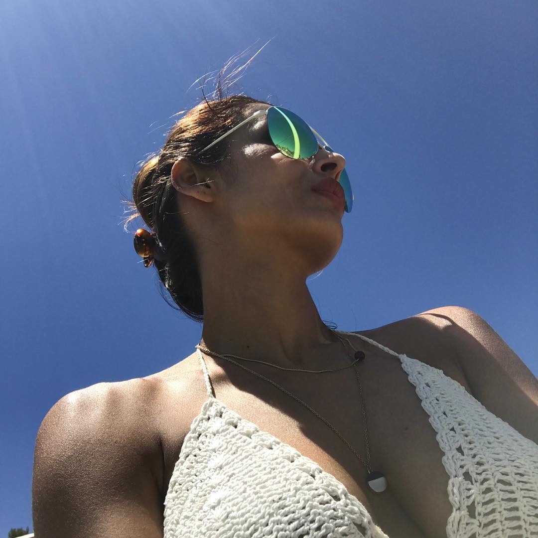 Malaika Arora shows off her figure in the crochet bikini top. (Image: Instagram) Malaika Arora shows off her figure in the crochet bikini top. (Image: Instagram)