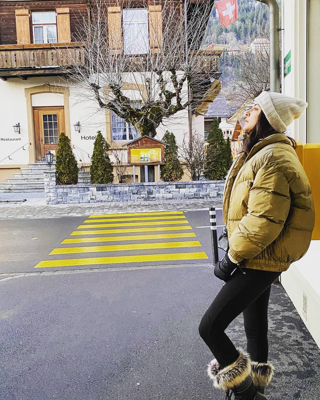  Anushka Sharma aces winter dressing in this bomber jacket and woollen cap. (Image: Instagram)