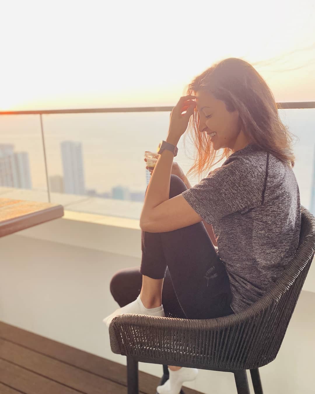  Anushka Sharma keeps it simple in a loose tee and trackpants. (Image: Instagram)