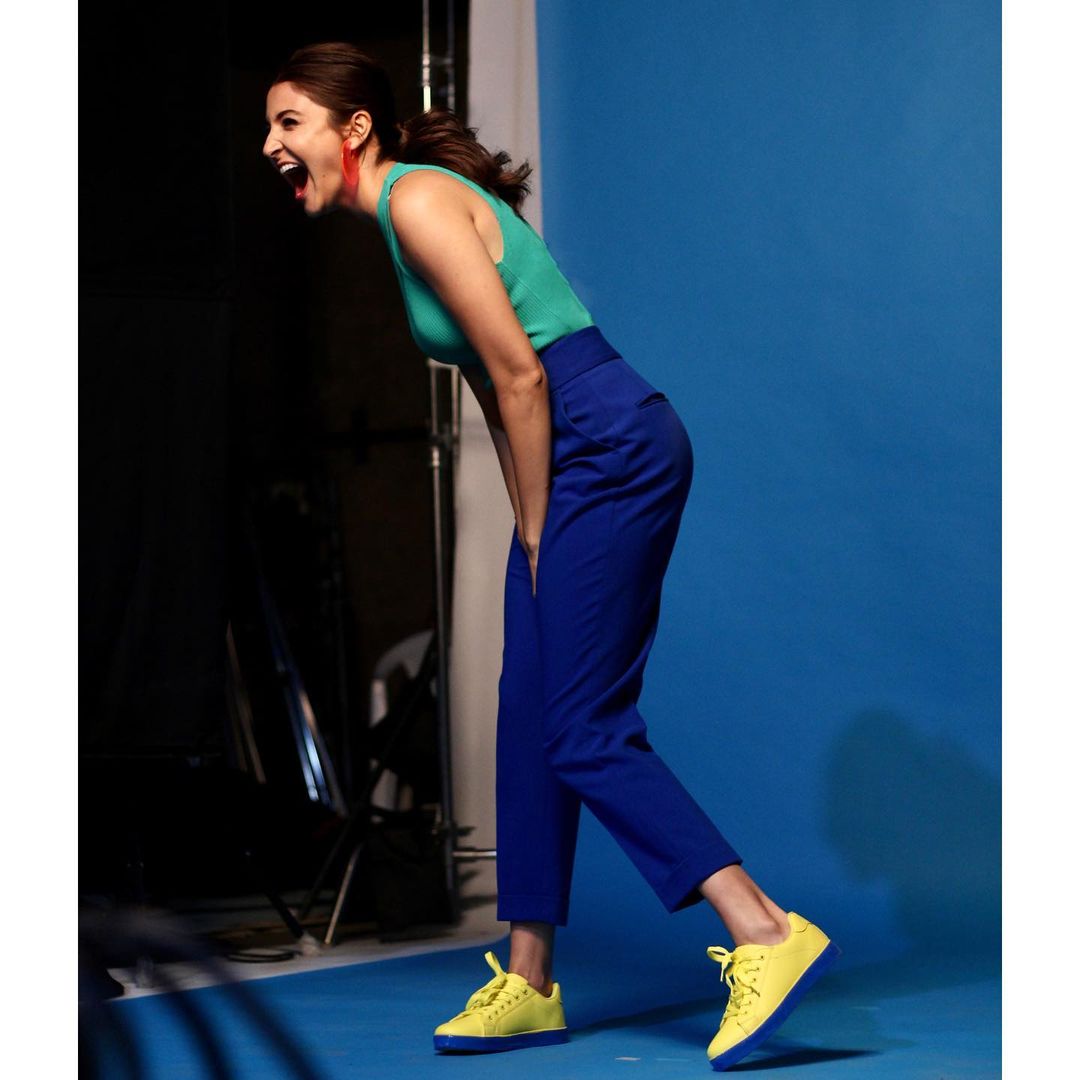  Anushka Sharma aces the colour pop trend in this smart look. (Image: Instagram)