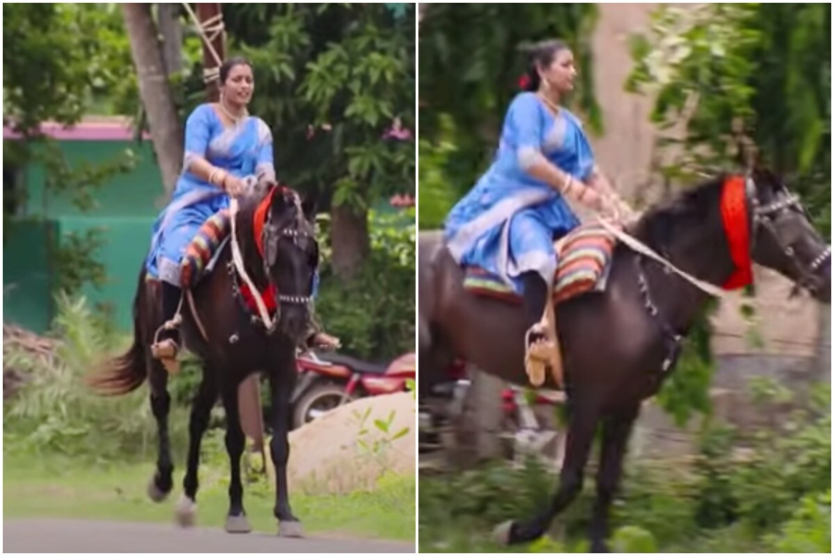 Odisha Woman Breaks Stereotypes by Riding Horse in Saree, Viral Video