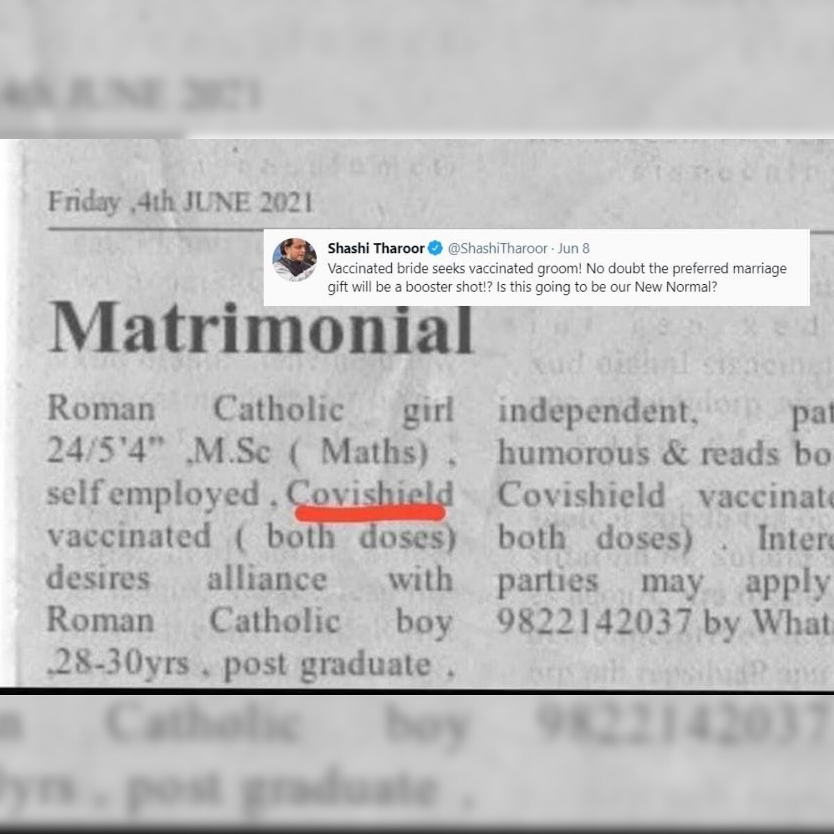 Fact Check: Is the Viral Matrimonial Ad of 'Bride Seeking Vaccinated Groom' Real? Fact Check: Is the Viral Matrimonial Ad of 'Bride Seeking Vaccinated Groom' Real?