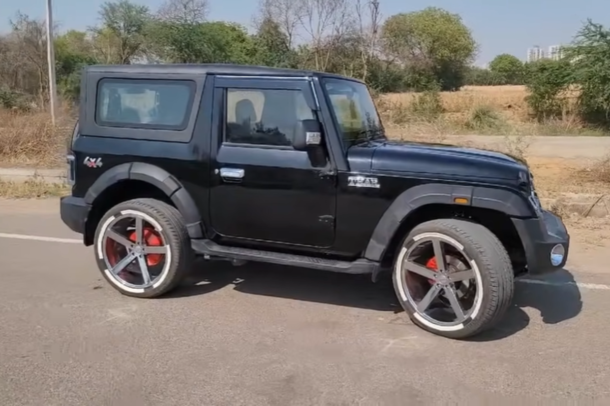 Someone Has Modified New Mahindra Thar With 22-Inch Wheels ...