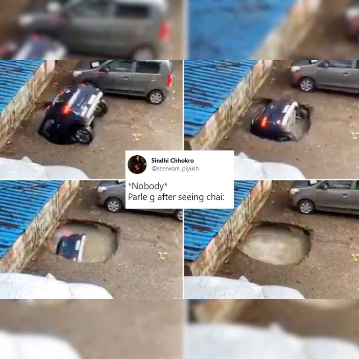 Dramatic Video Of Car Vanishing Into Mumbai Society Sinkhole Paves The Way For Memes