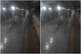 WATCH: Mumbai Man Slips While Boarding Moving Train, Railway Staff Comes to Rescue