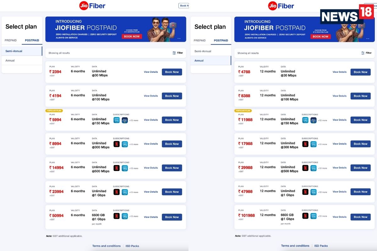 Reliance JioFiber Plans From Rs 399 With Prepaid Or ...