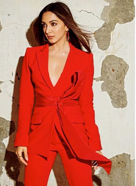 Kiara Advani looks like a boss lady in her bright red pantsuit.