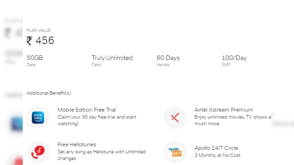Airtel Adds Rs 456 Prepaid Plan That Offers Unlimited Calling, 50GB