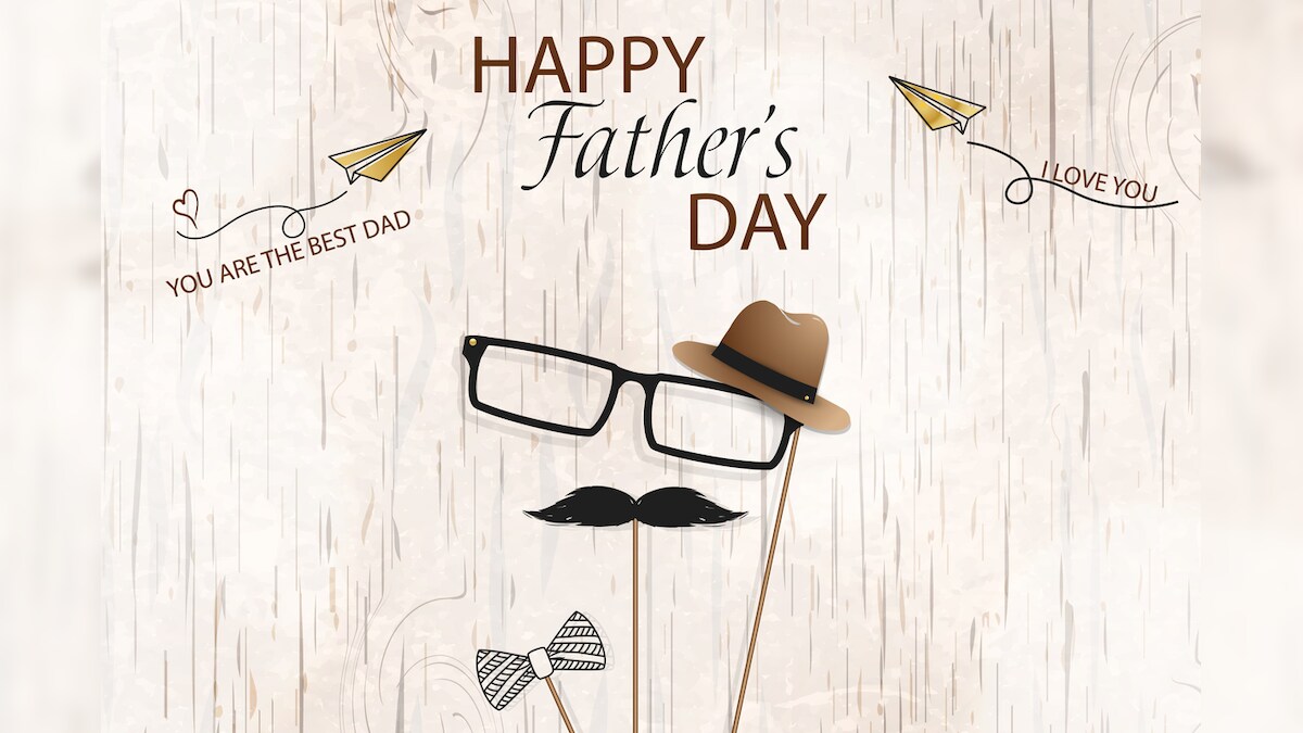 Father Day. Happy Fathers Day. Dad with Hat and Mustache. Gift for