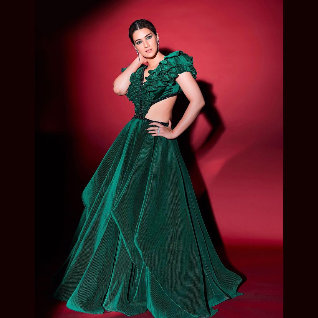 Kriti Sanon cuts a statusque figure in the cutout gown. (Image: Instagram)