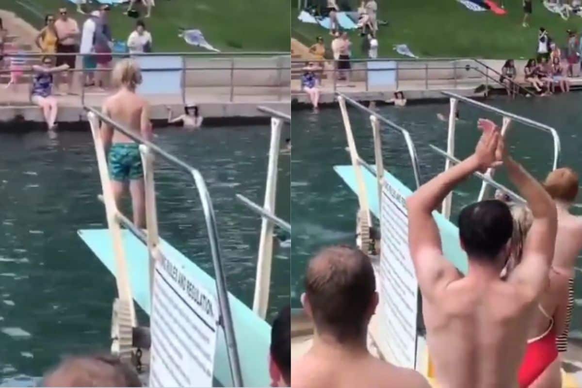 WATCH: How Strangers Came Together to Cheer for Young Kid Scared to Dive