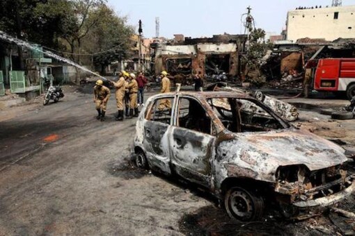 File photo of a car burnt during the riots in Northeast Delhi in February 2020.