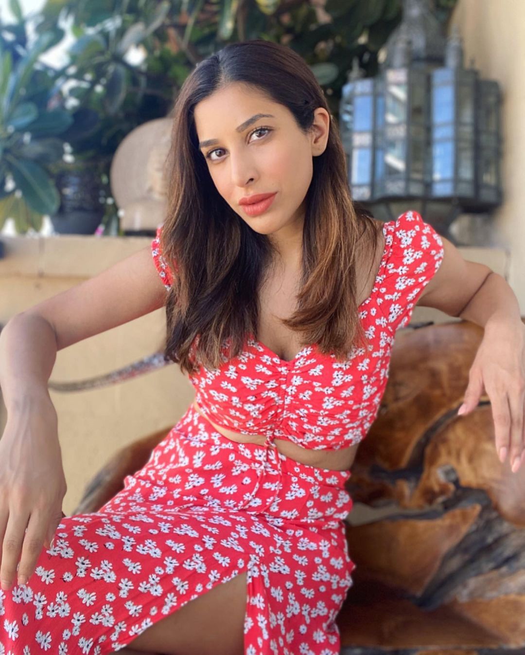  Sophie Choudry looks sexy in the floral crop top and matching skirt. (Image: Instagram)