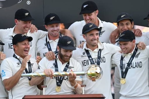 New Zealand captain Kane Williamson with the Test Mace (AFP Photo)