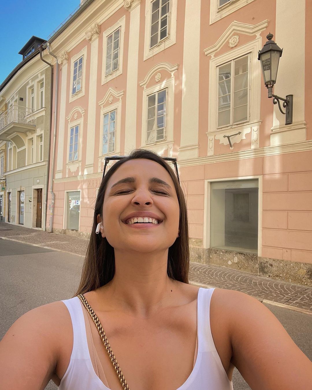  Parineeti Chopra looks happy taking selfies in an Austrian street. (Image: Instagram)