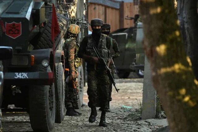 Security forces patrol an area in Jammu and Kashmir. (Representational photo: PTI)