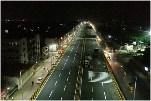 The new 1.1 KM long flyover has been built as a part of the Strategic Road Development Plan of the Telangana government. (Pic: KT Rama Rao Twitter/@MinisterKTR)