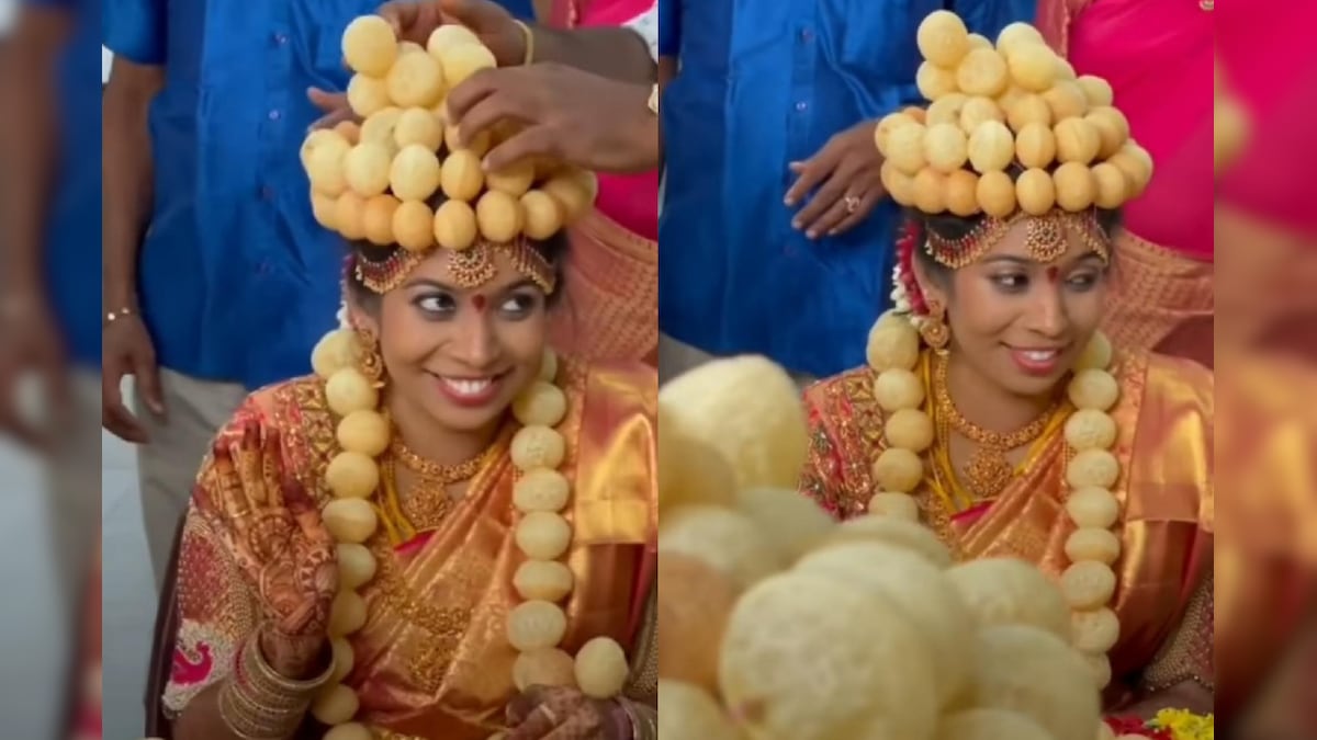 Desi Bride Wears Gol Gappa Crown and Garland During Wedding, Watch Viral Video