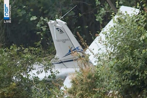 A view shows the wreckage of a training aircraft at the crash site in Ghosta, Lebanon, July 8, 2021.  (Image: Reuters)