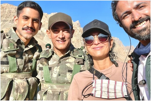 Naga Chaitanya, Aamir Khan, Kiran Rao on the sets of Laal Singh Chadha.