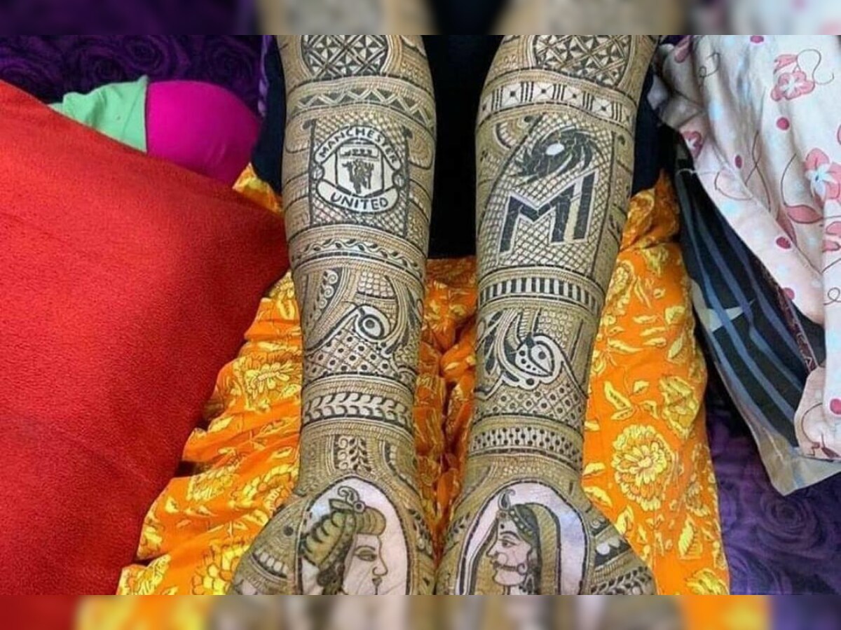 Desi Bride S Mehendi Features Man U Mumbai Indians Logo To Show Love For Sports