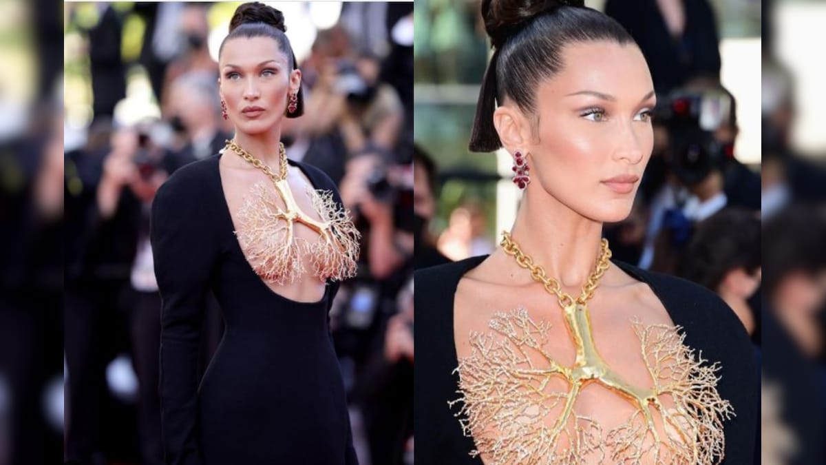 Bella Hadid's Golden Lung Necklace Turns Heads at Cannes Film Festival; See Photos