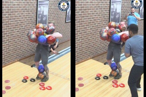 Man Sets World Record for Holding 16 Bowling Balls Together at Once