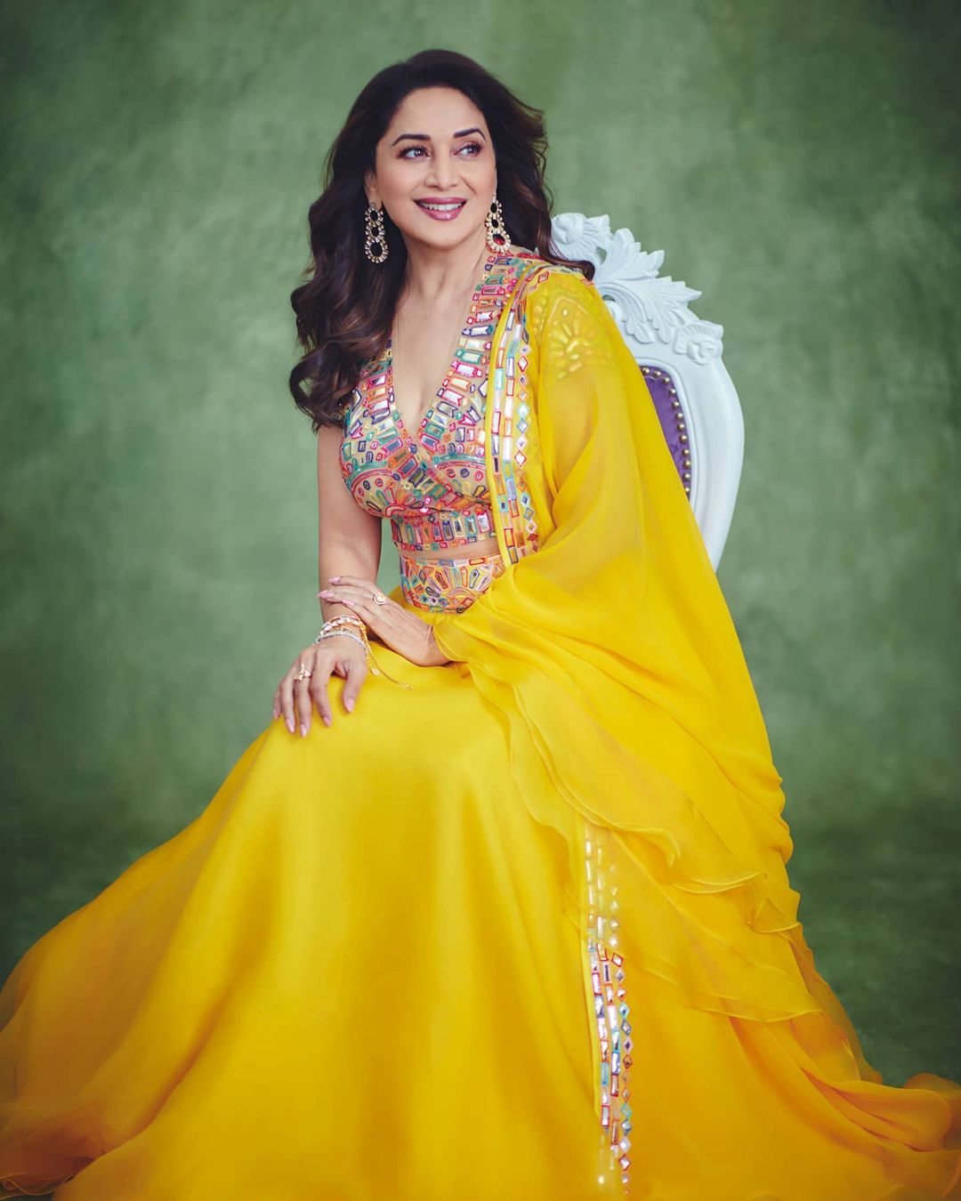 Madhuri Dixit yellow lehenga. 