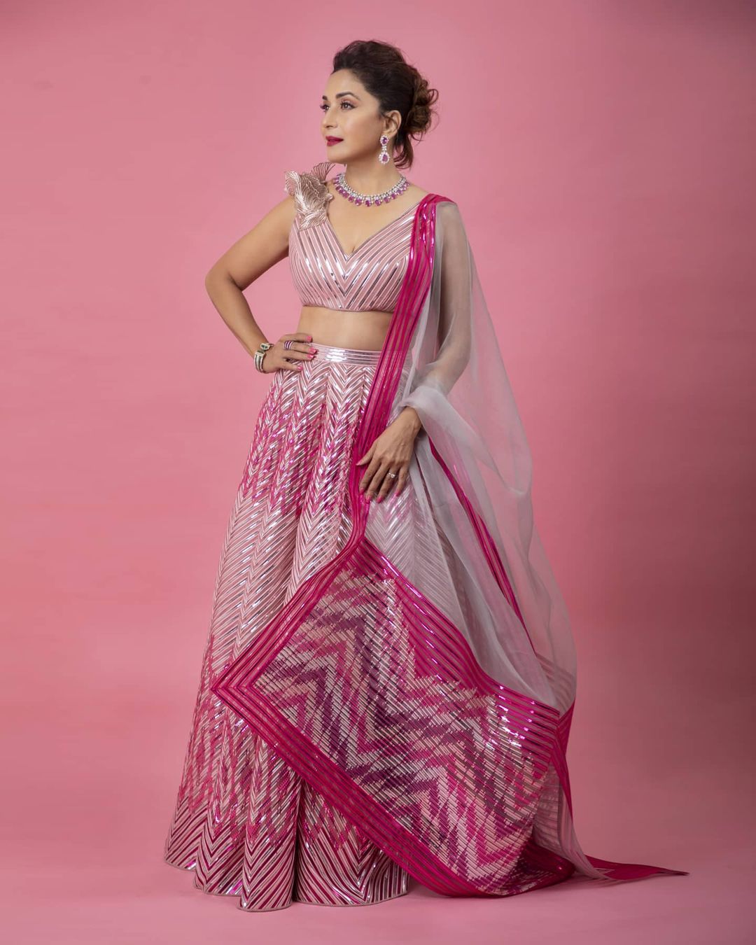 MAdhuri Dixit pink lehenga