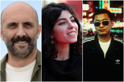 (L to R): Gaspar Noe, Samira Makhmalbaf and Wong Kar Wai