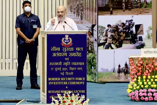 Amit Shah delivered the annual 'Rustamji memorial lecture' instituted by the Border Security Force (BSF) in memory of its first director general (DG) K F Rustamji.
