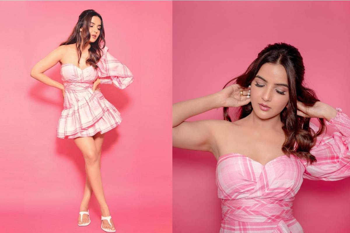 Jasmin Bhasin Looks Charming In OneShoulder Pink Mini, See The Diva's